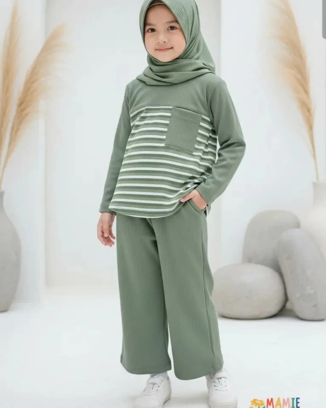 MAMIEKIDS ONESET COZY SAGE - Setelan Anak Perempuan Knit Nyaman 5
