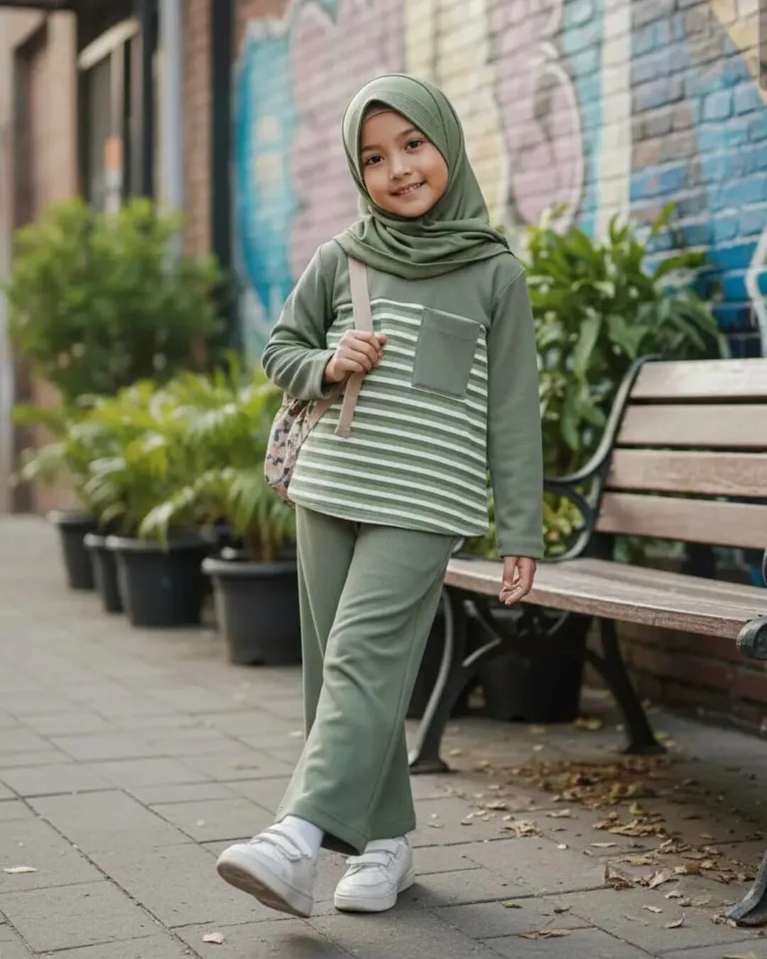 MAMIEKIDS ONESET COZY SAGE - Setelan Anak Perempuan Knit Nyaman 9