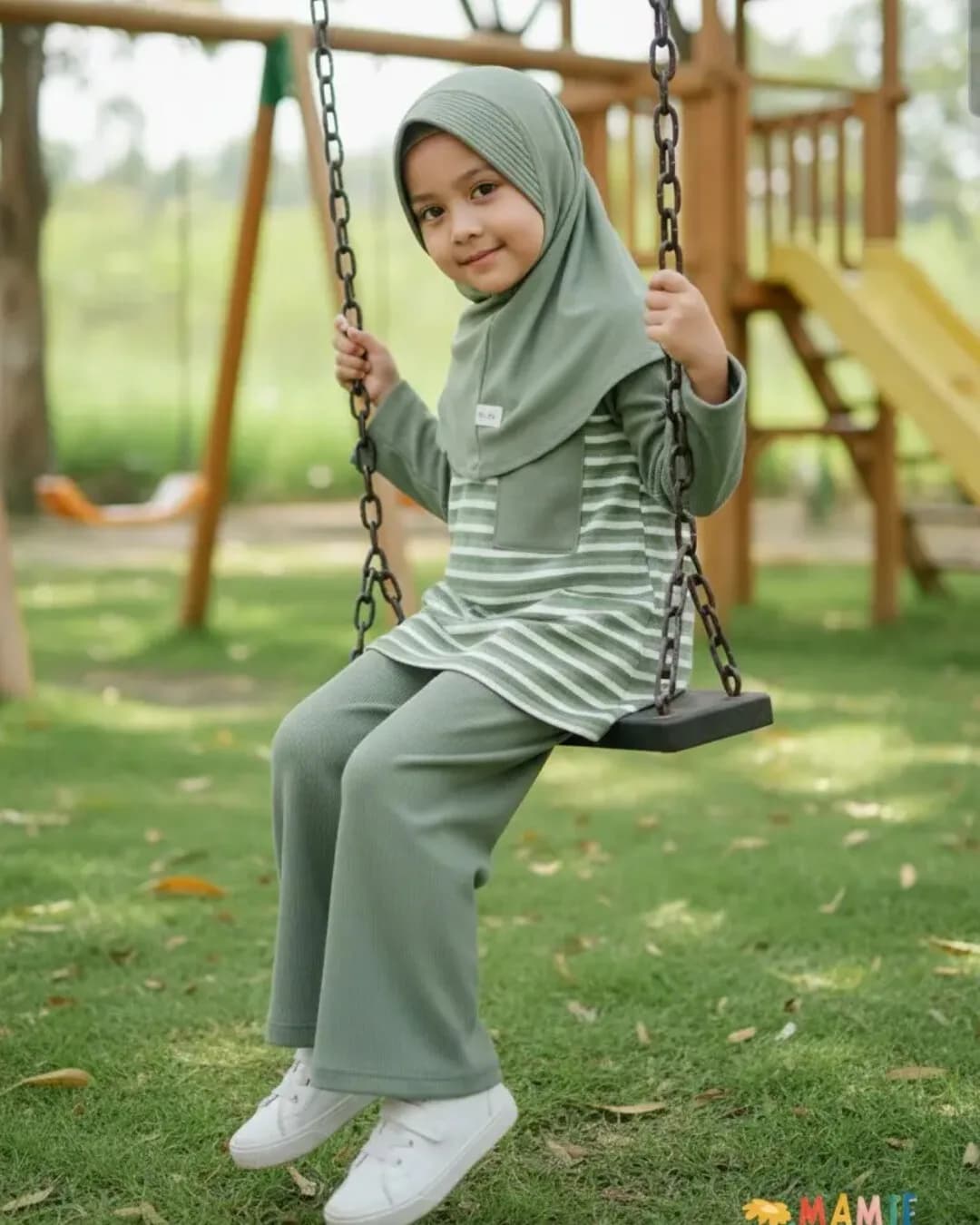 MAMIEKIDS ONESET COZY SAGE - Setelan Anak Perempuan Knit Nyaman 6