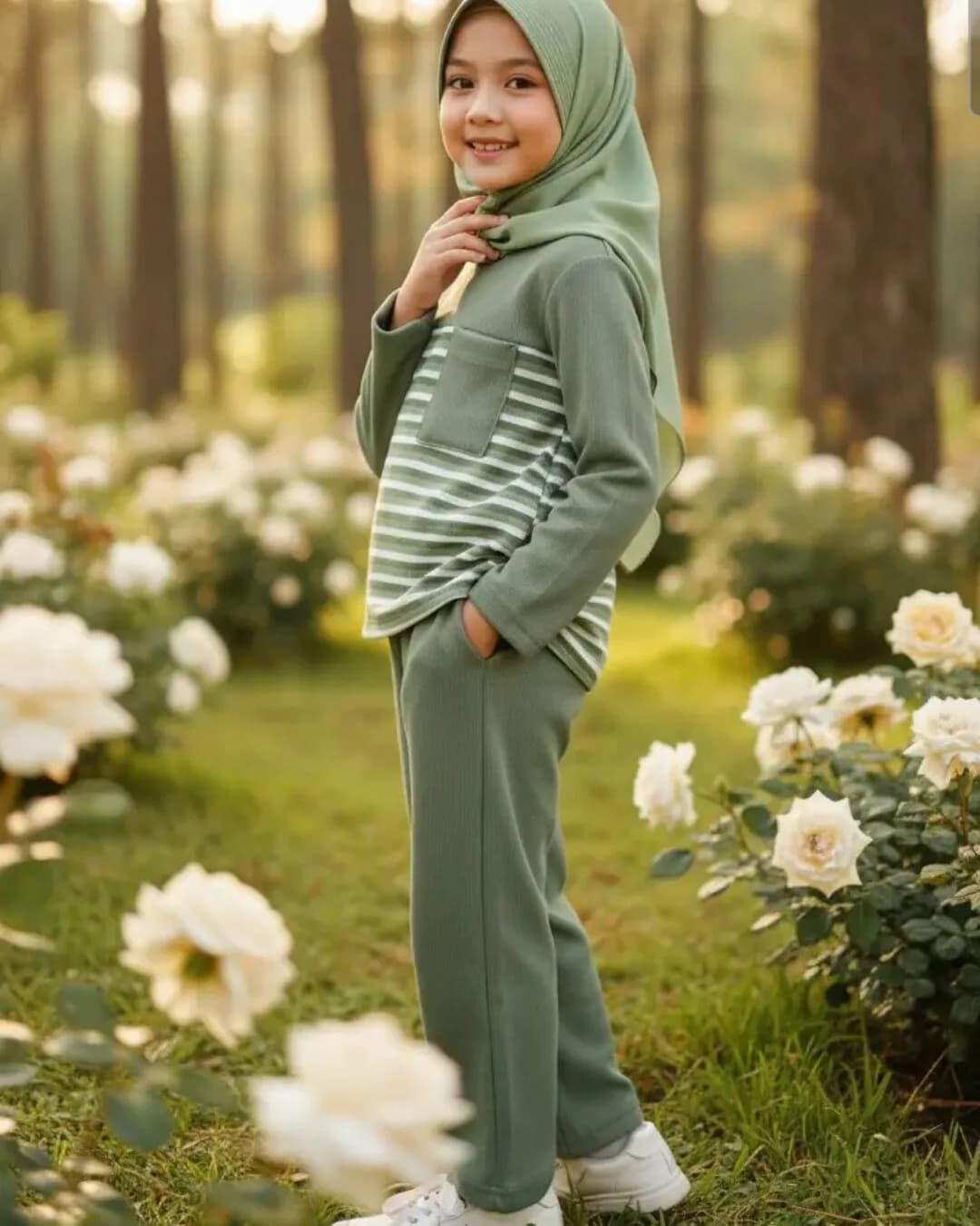 MAMIEKIDS ONESET COZY SAGE - Setelan Anak Perempuan Knit Nyaman 7