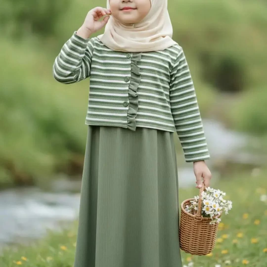 ALUNA KNIT OUTER - Gamis Dress Anak Perempuan Outer Knit Nyaman 3