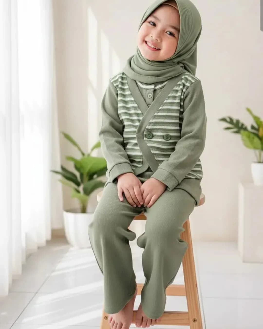 MAMIEKIDS ONESET CUTE SAGE - Setelan Anak Perempuan Knit Nyaman 2