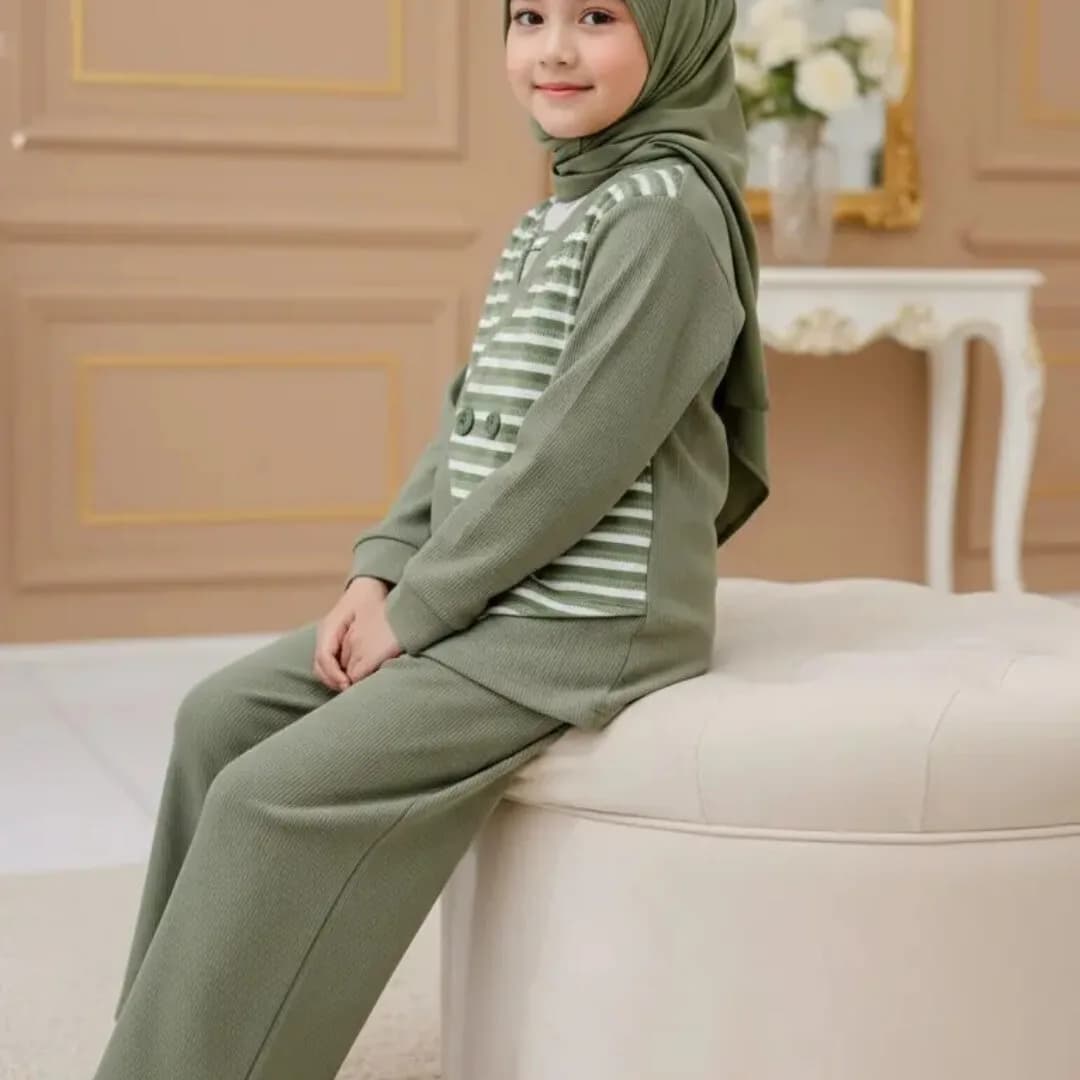 MAMIEKIDS ONESET CUTE SAGE - Setelan Anak Perempuan Knit Nyaman 4