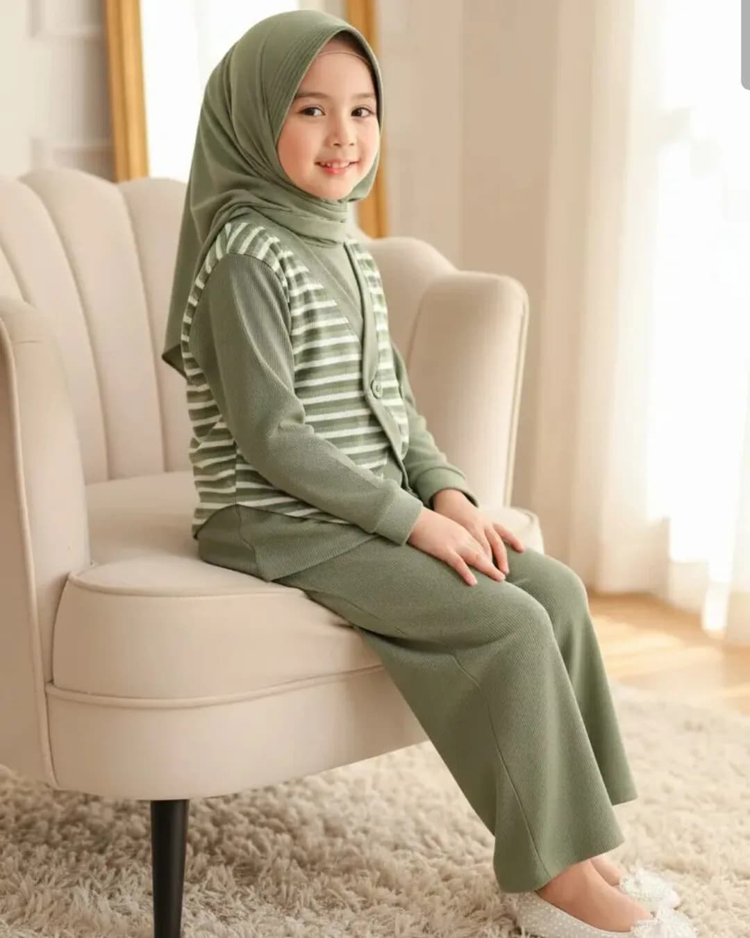 MAMIEKIDS ONESET CUTE SAGE - Setelan Anak Perempuan Knit Nyaman 5