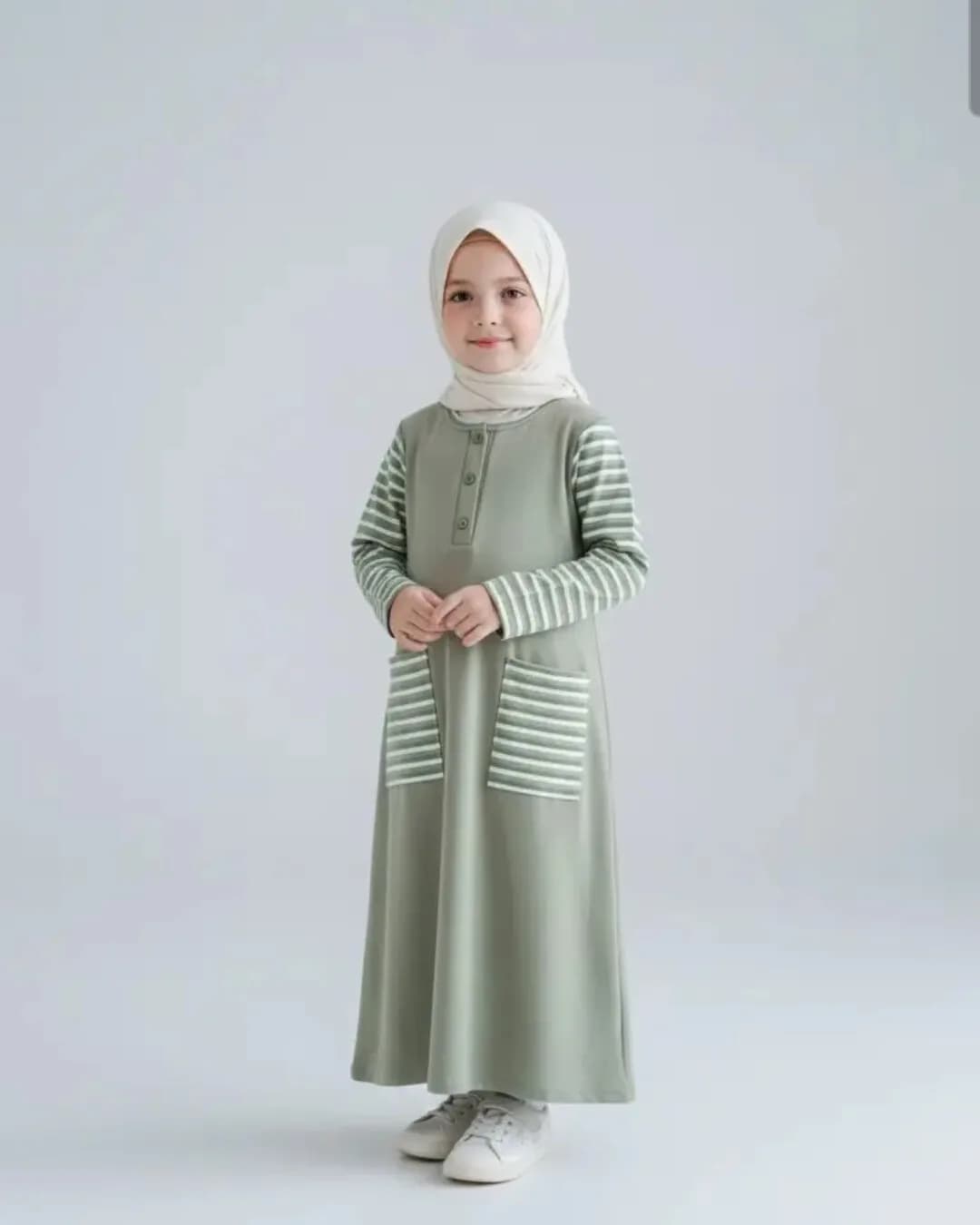 MAMIEKIDS AMEENA GAMIS - Gamis Dress Anak Perempuan Knit Kombinasi 4