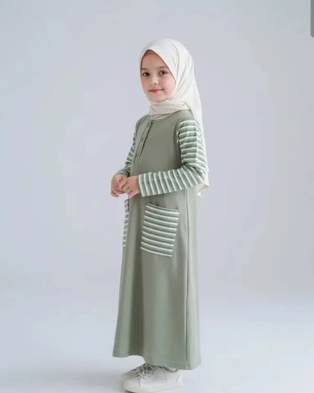 MAMIEKIDS AMEENA GAMIS - Gamis Dress Anak Perempuan Knit Kombinasi 2