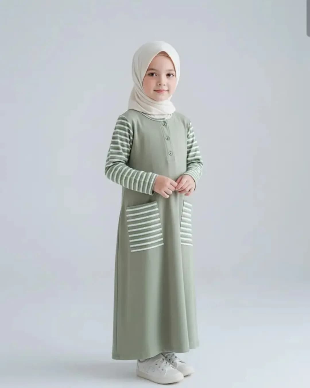 MAMIEKIDS AMEENA GAMIS - Gamis Dress Anak Perempuan Knit Kombinasi 3