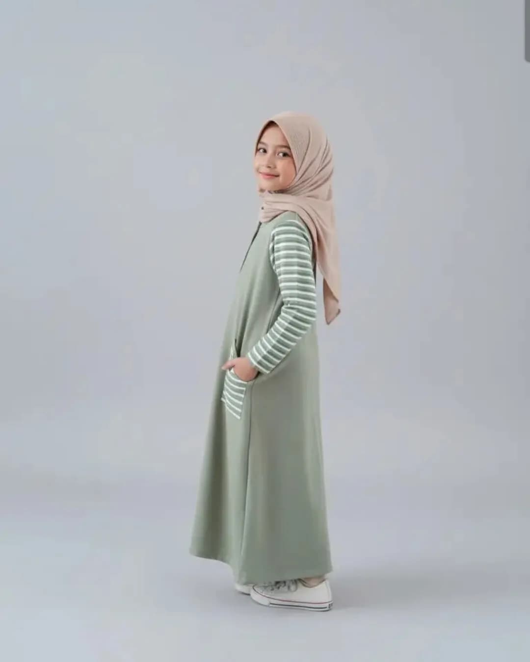 MAMIEKIDS AMEENA GAMIS - Gamis Dress Anak Perempuan Knit Kombinasi 8