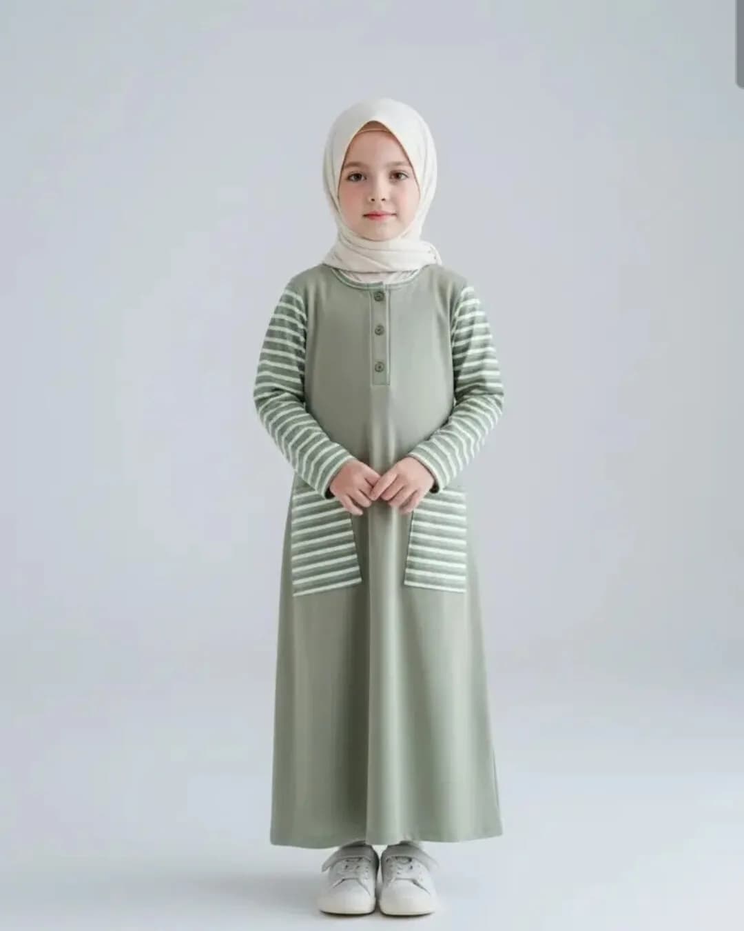 MAMIEKIDS AMEENA GAMIS - Gamis Dress Anak Perempuan Knit Kombinasi 1