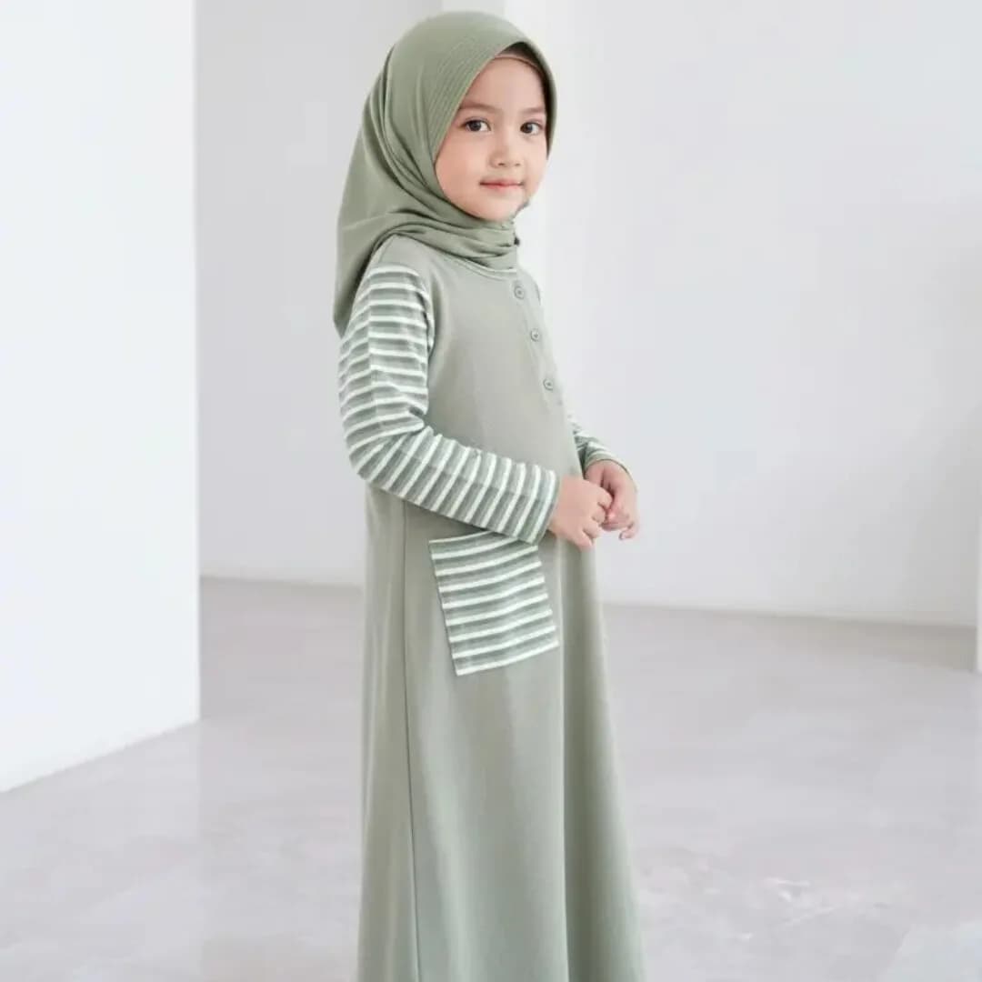 MAMIEKIDS AMEENA GAMIS - Gamis Dress Anak Perempuan Knit Kombinasi 7
